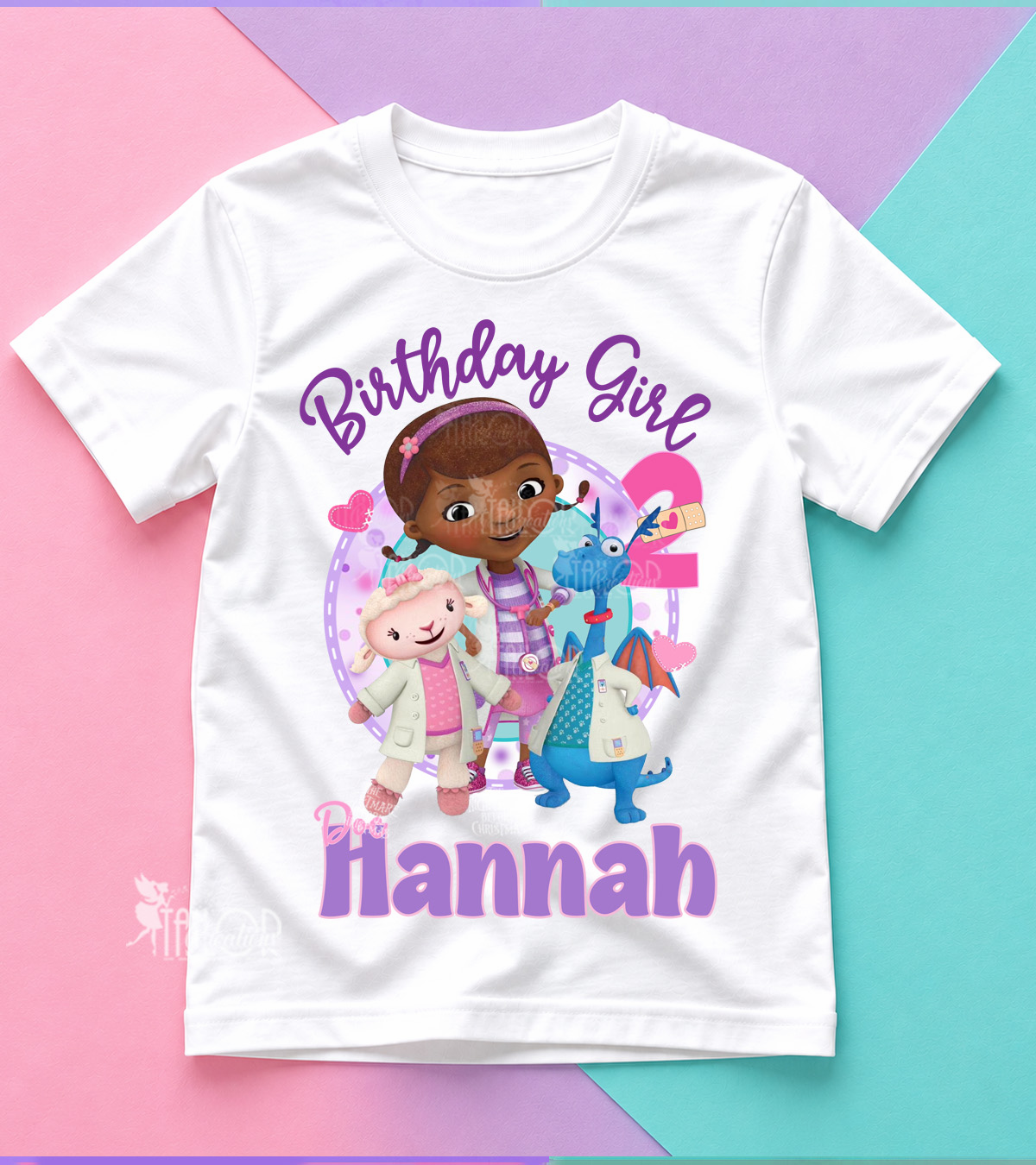 Doc McStiffins Personalized Birthday Party Tee Shirt - Custom Birthday Party Tee Shirt Toddler Girl