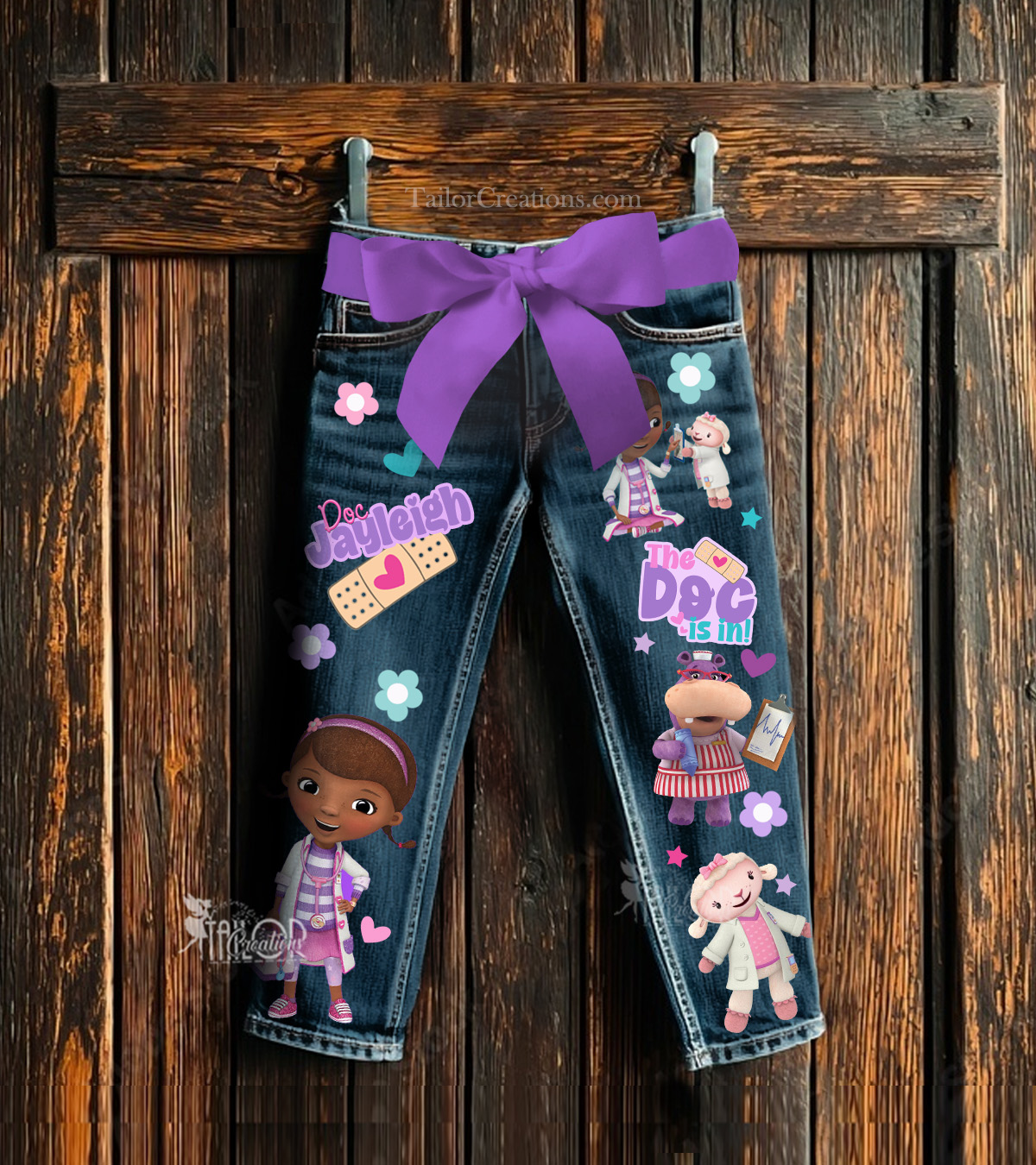 Doc McStuffins Personalized Denim Jeans Toddler Pants for Girls - Doc McStuffins Birthday Party Outfit