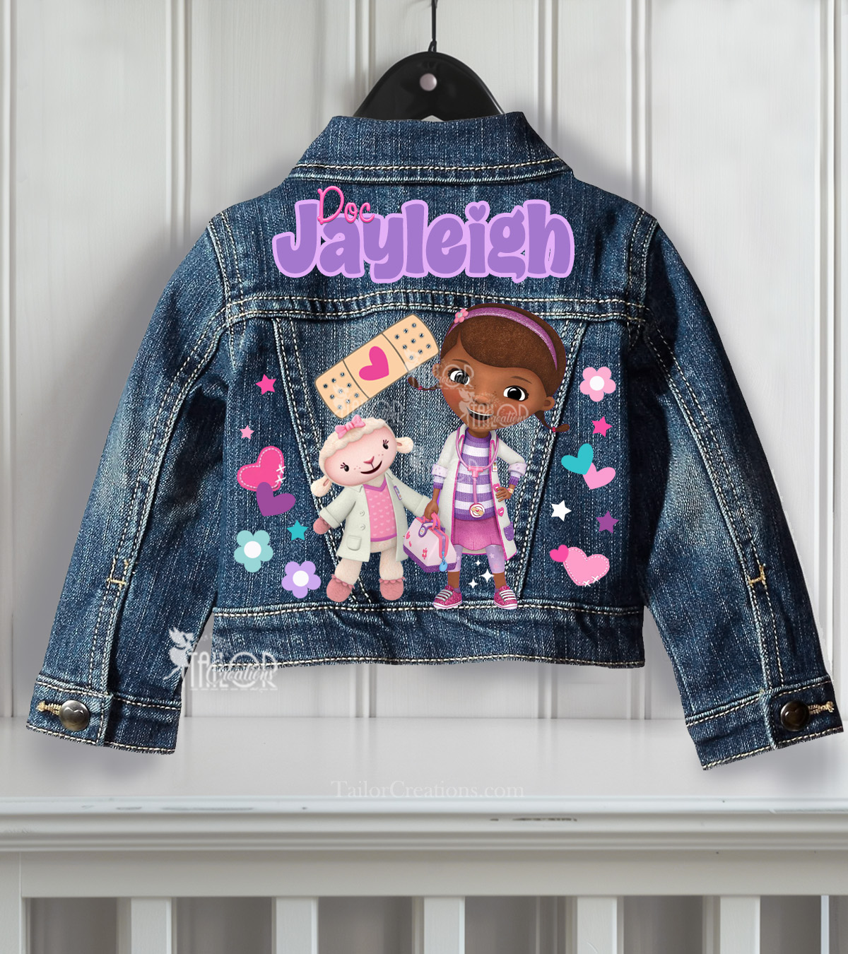 Doc McStuffins Custom Denim Jacket Toddler Girl - Doc McStuffins Birthday Party Jacket Outfit Ideas
