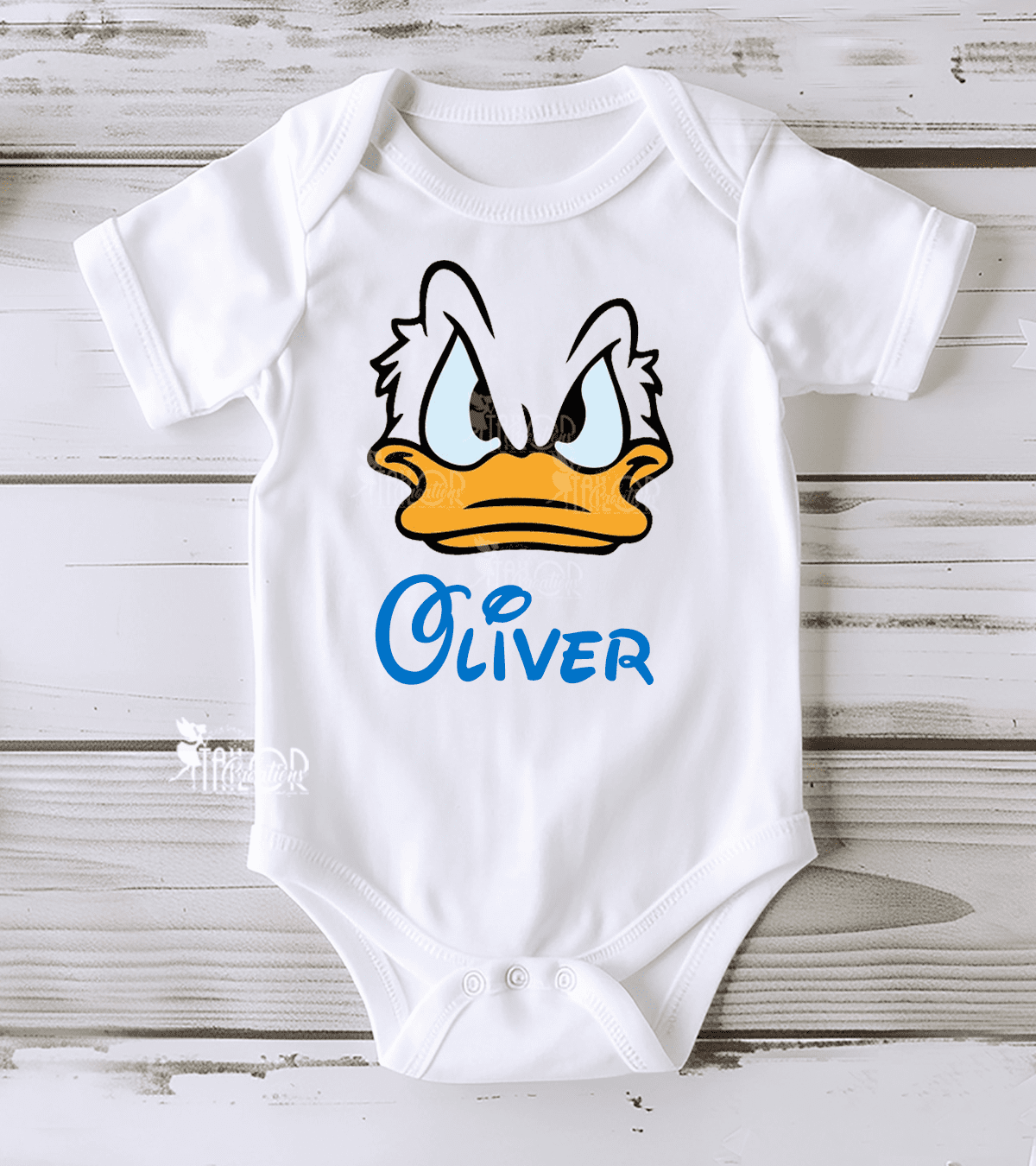 Donald Duck Baby Boy Name Bodysuit Onesie Outfit - Disney Personalized Baby Shower Gift