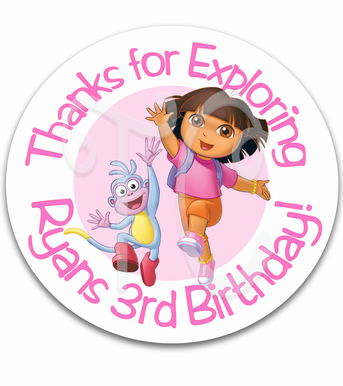 Dora the Explorer Birthday Gift Favor Label Stickers - Dora Sheet Label Stickers