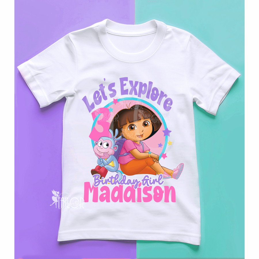 Dora the Explorer Birthday Tee Shirt - Dora Birthday Party Outfit for Girls