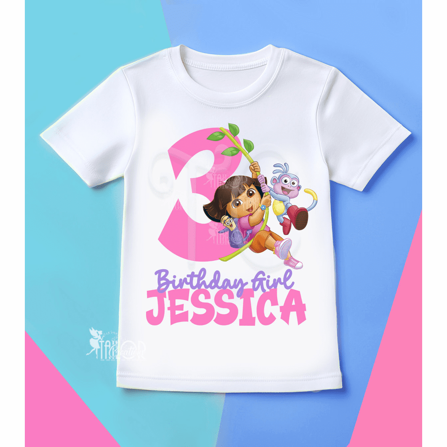 Dora the Explorer Birthday Tee Shirt - Dora the Explorer Matching Family Birthday Tees