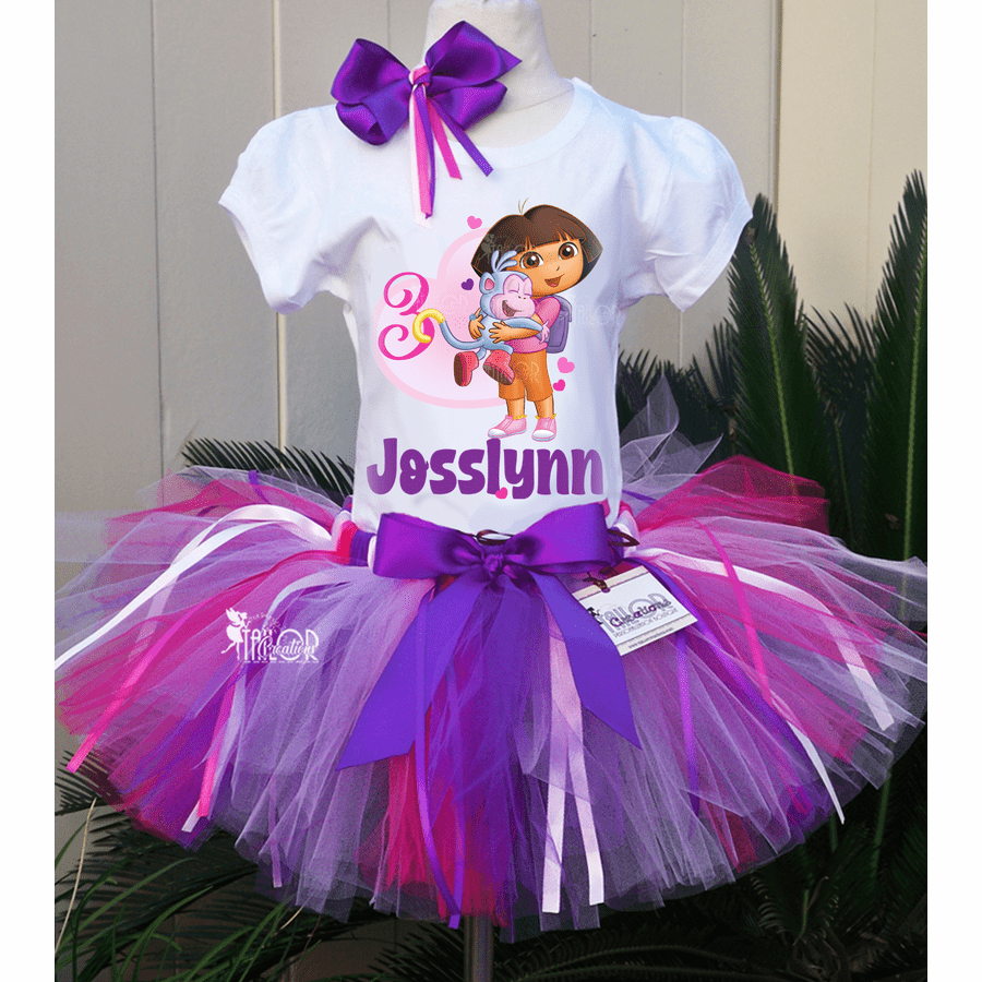 Dora the Explorer Birthday Tutu Outfit Dress - Dora Birthday Party Dress Toddler Girls
