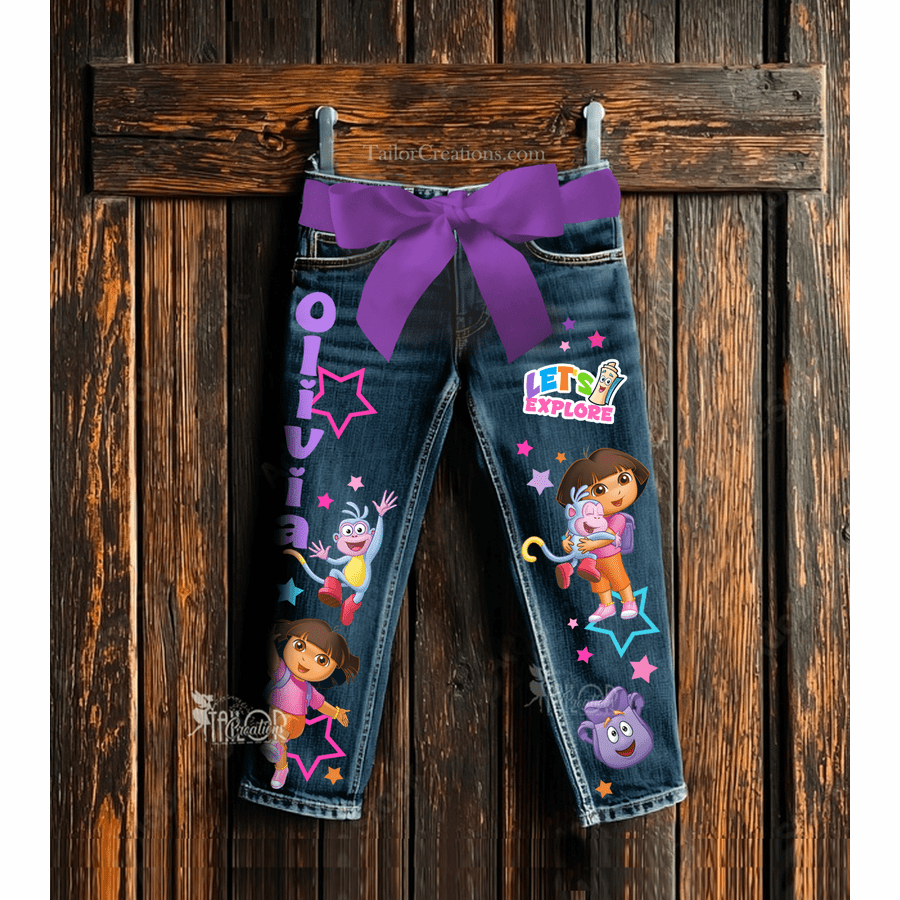 Dora the Explorer Denim Pants - Dora the Explorer Jeans - Dora Birthday Party Outfit Ideas