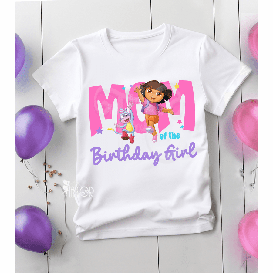 Dora the Explorer Matching Family Birthday Tee Shirt - Personalized Matching Family Tees