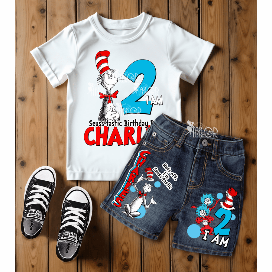 Dr Seuss Birthday Party Outfit Boys - Cat in the Hat Birthday Shirt Outfit 