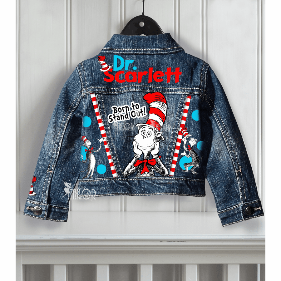 Dr. Seuss Personalized Denim Jacket - Cat in the Hat Jean Jacket Gift