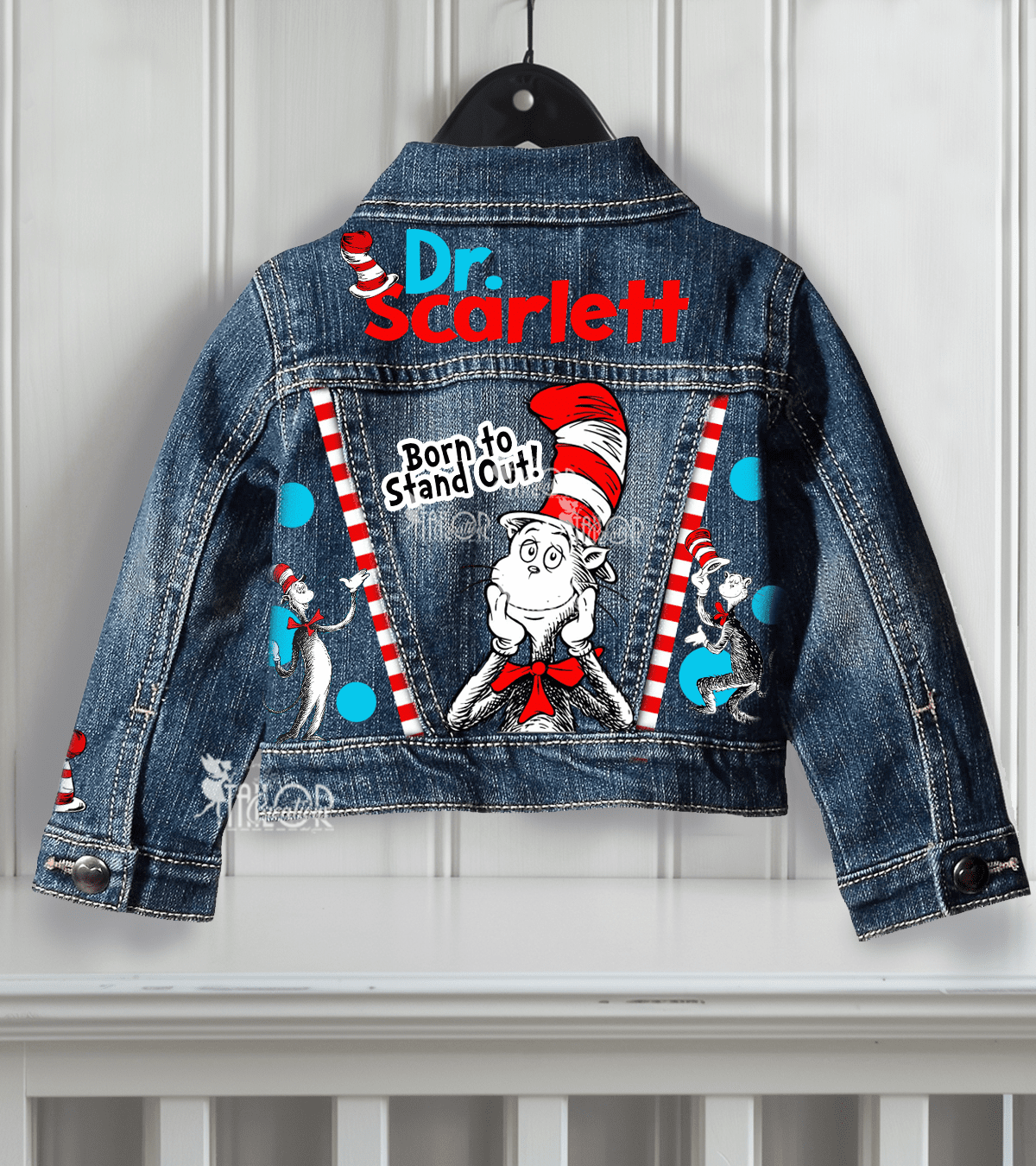 Dr. Seuss Personalized Denim Jacket - Cat in the Hat Jean Jacket Gift