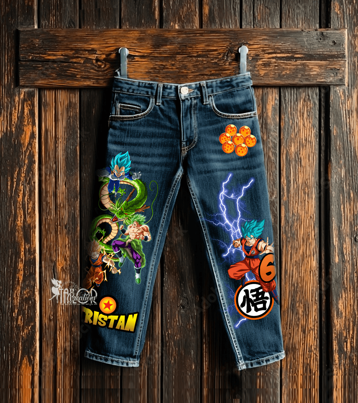 Dragon Ball Custom Denim Jeans - Dragon Ball Birthday Party outfit - Dragon Ball Jeans Pants