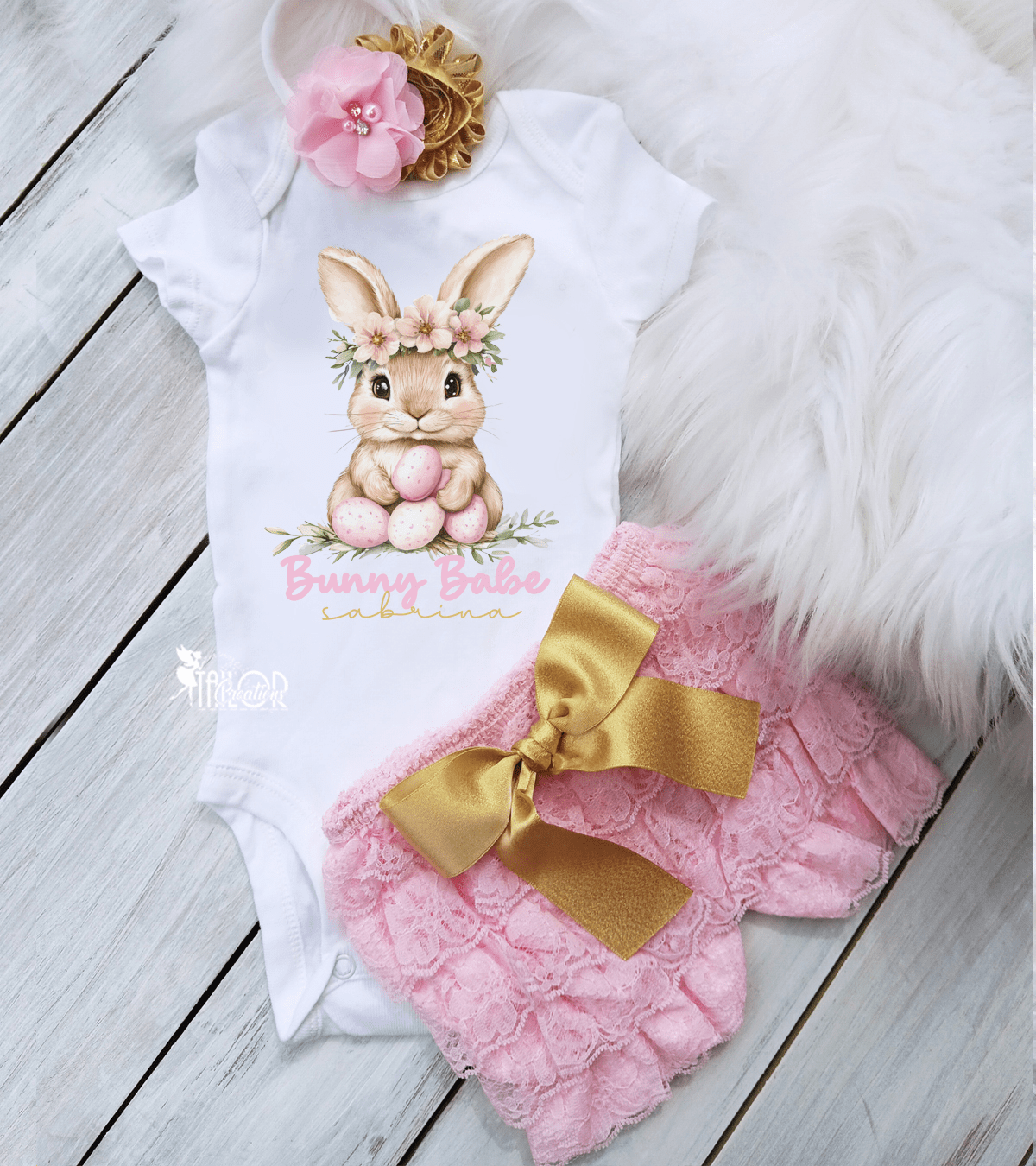 Easter Bunny Baby Baby Girl Lace Outfit - My First Easter Newborn / Infant Baby Outfit 
