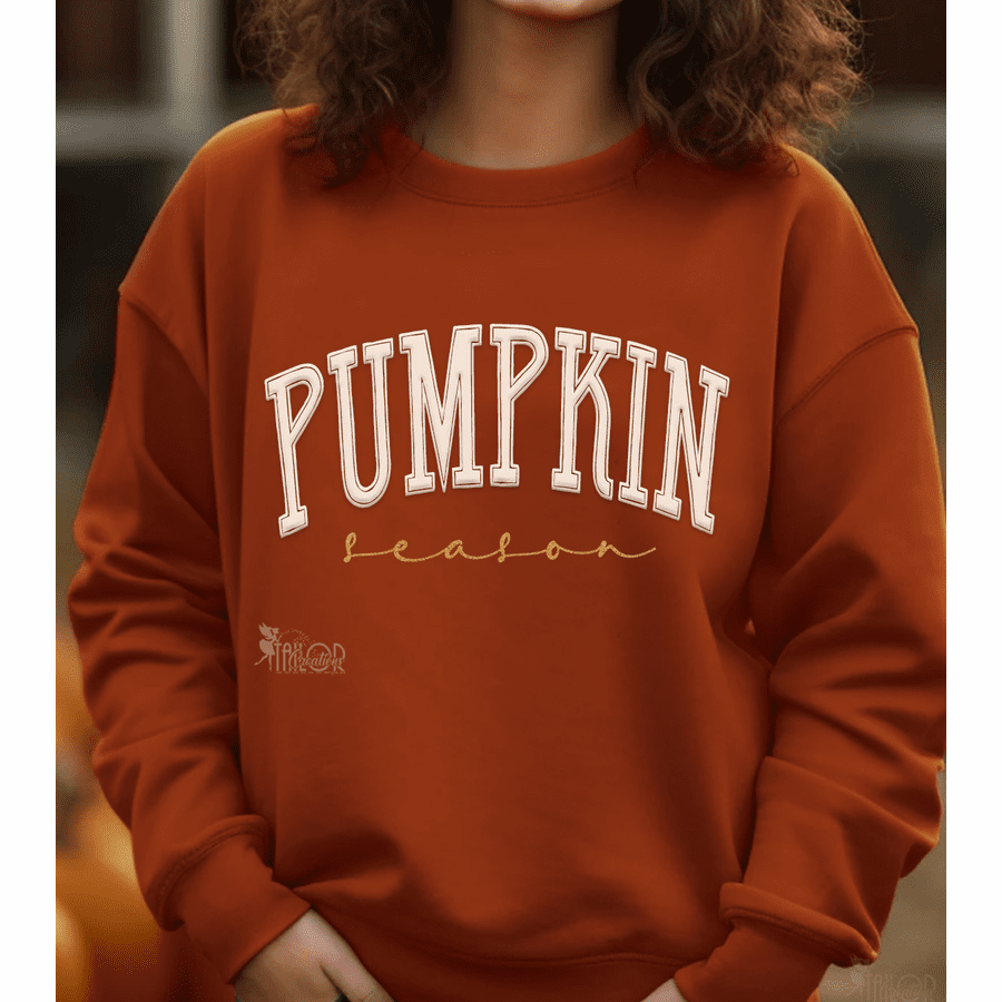 Embossed Fall Pumpkin Season Crewneck Sweatshirt - Pumpkin Spice Hoodie