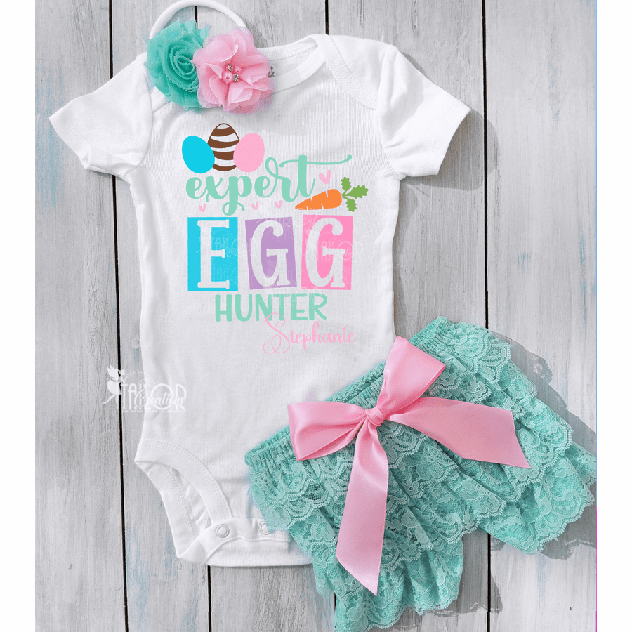 Expert Easter Egg Hunt Lace Outfit - My First Easter Pastel Lace Outfit for Baby Girl