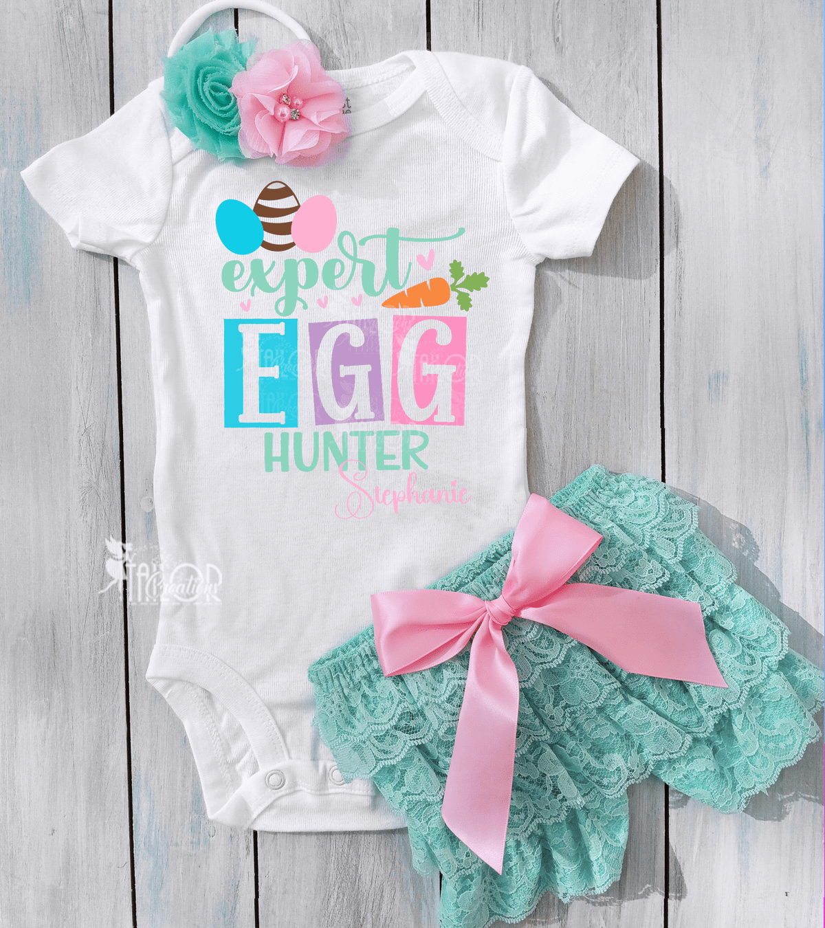 Expert Easter Egg Hunt Lace Outfit - My First Easter Pastel Lace Outfit for Baby Girl