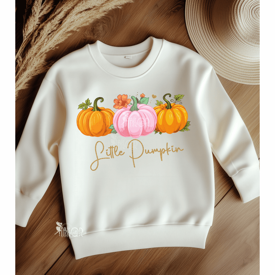 Fall Little Pink Pumpkin Sweatshirt for Toddler Girls - Fall Autumn Pumpkin Patch Outfit Toddler Girls