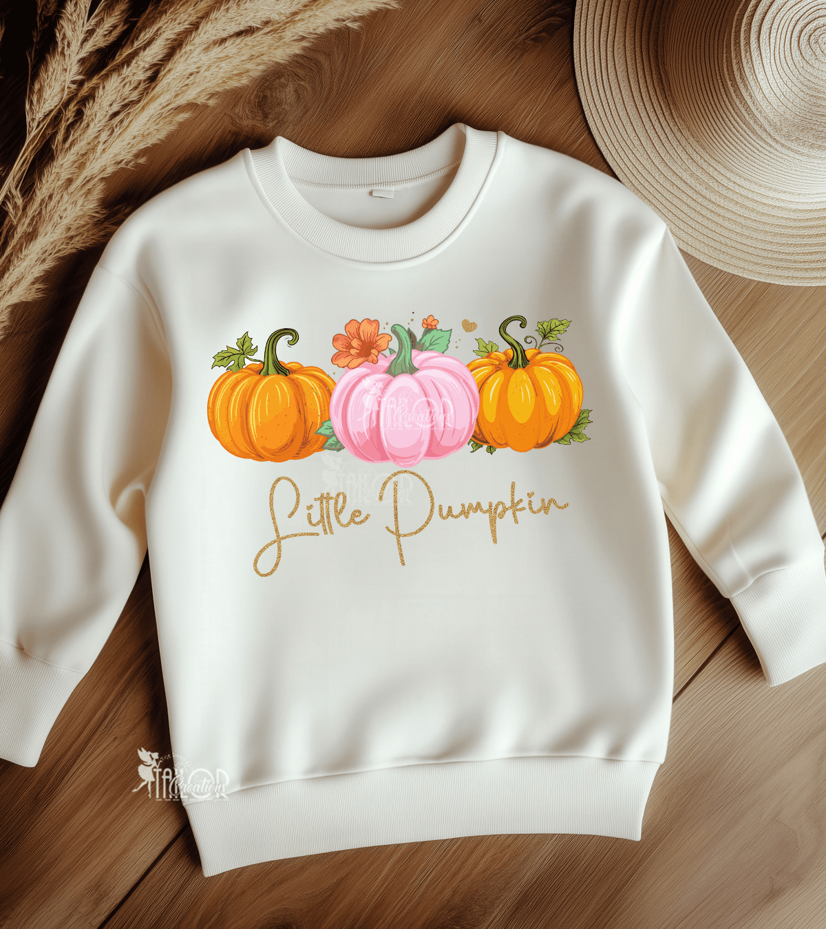 Fall Little Pink Pumpkin Sweatshirt for Toddler Girls - Fall Autumn Pumpkin Patch Outfit Toddler Girls