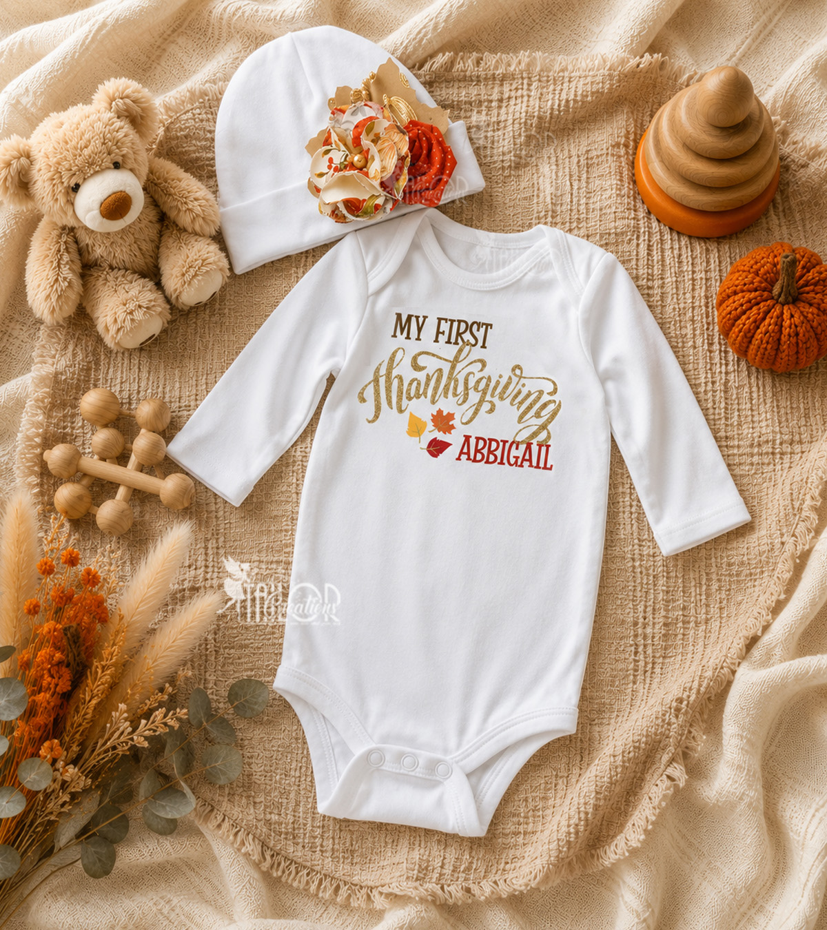 Fall Thanksgiving Baby Girl Custom Name Outfit � First Thanksgiving Coming Home Outfit Gift Box