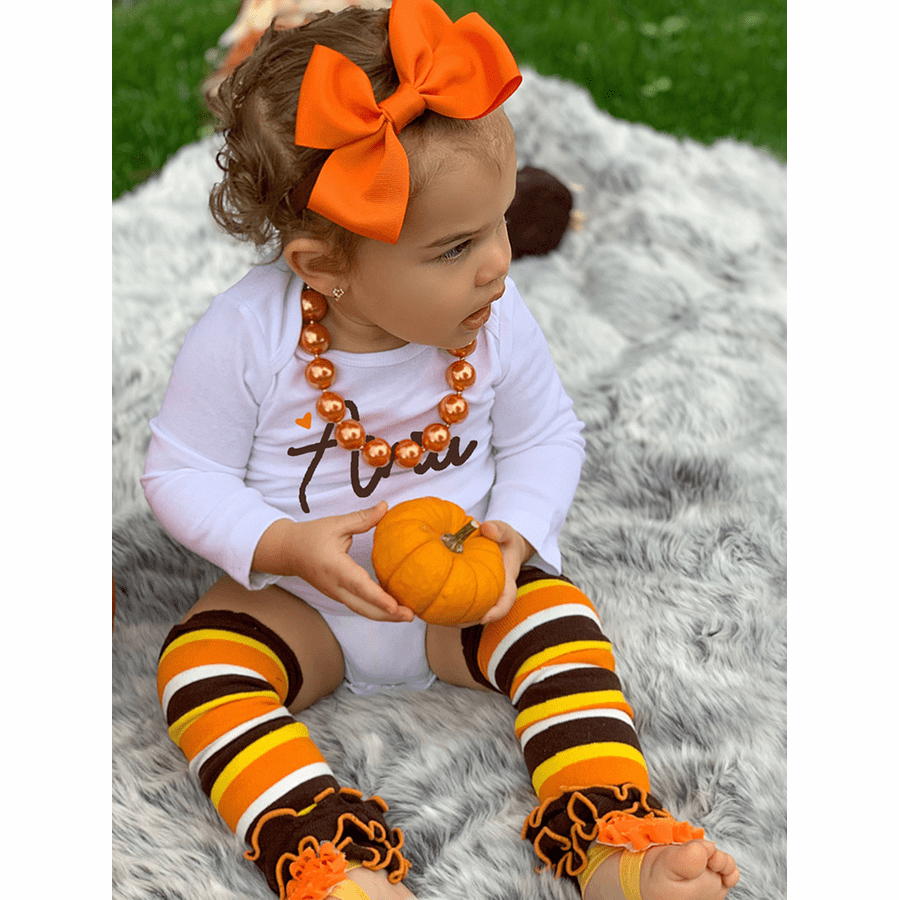 Fall Thanksgiving Striped Ruffle Leg Warmers