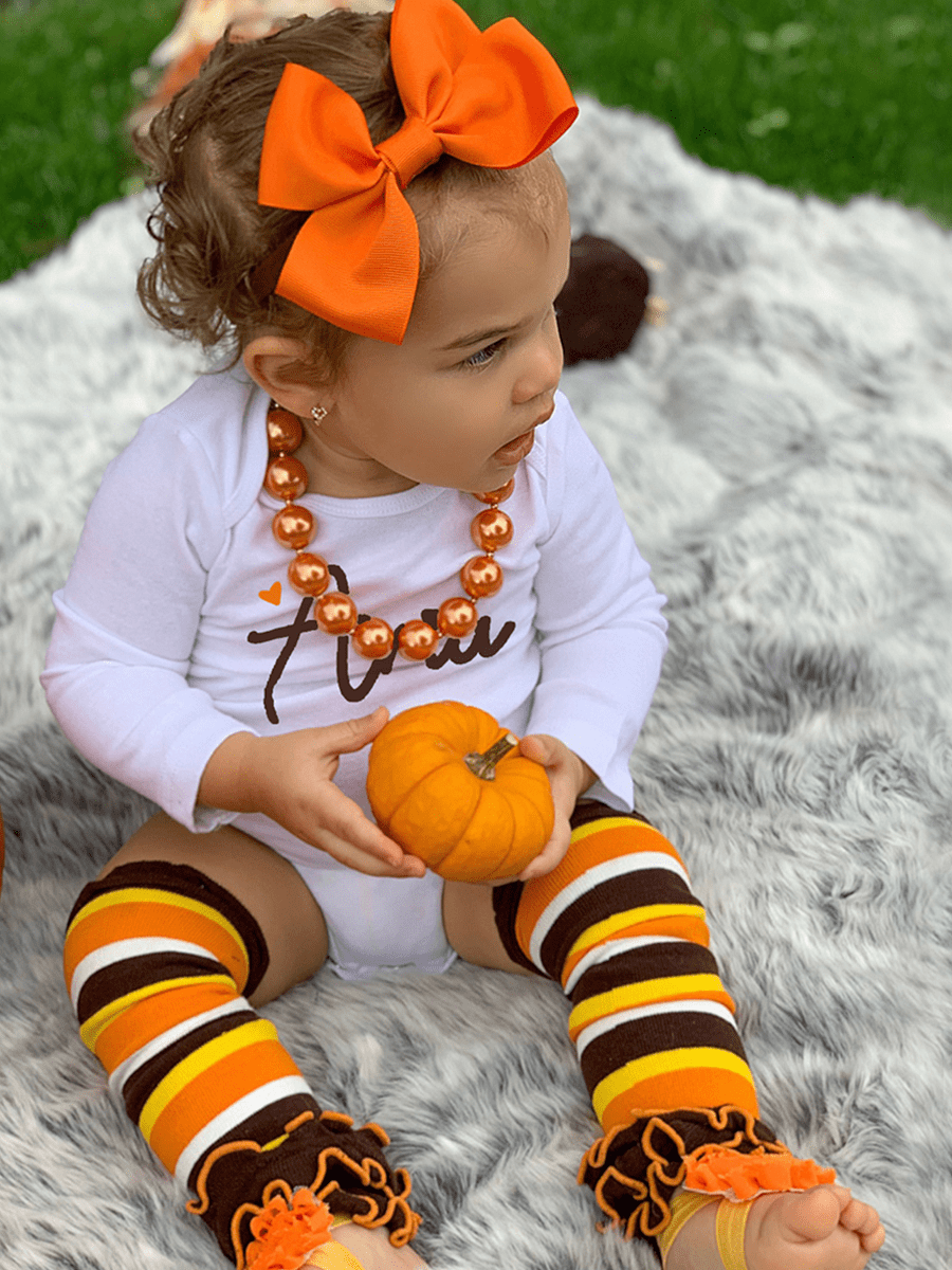 Fall Thanksgiving Striped Ruffle Leg Warmers