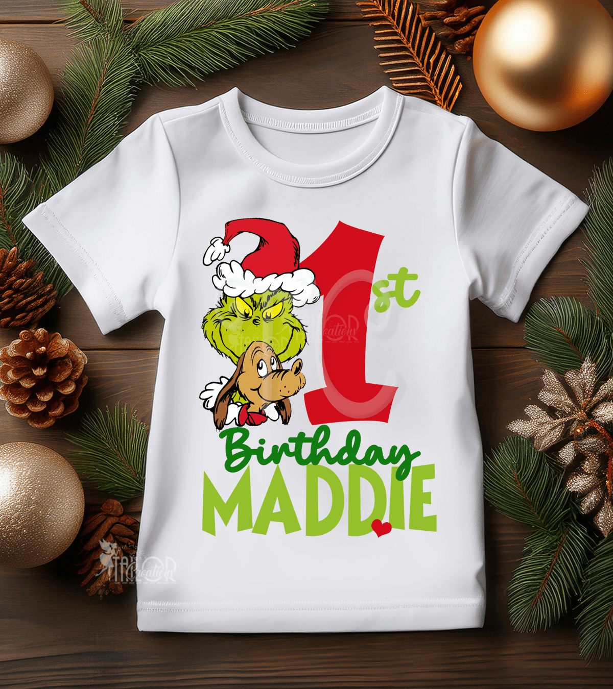 First Grinchmas Birthday Tee Shirt - Grinch Birthday Tee Shirt for Girls Boys Outfit