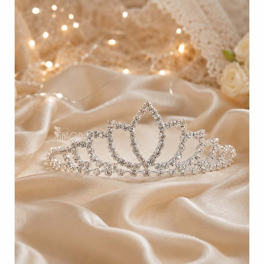 Flower Girl Rhinestone Silver Crystal Tiara - Birthday Princess Crown for Girls