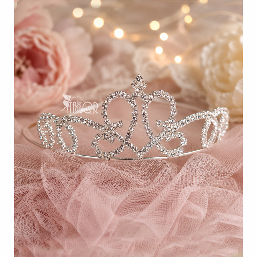 Flower Girl Rhinestone Silver Crystal Tiara - Birthday Rhinestone Tiara Crown for Kids