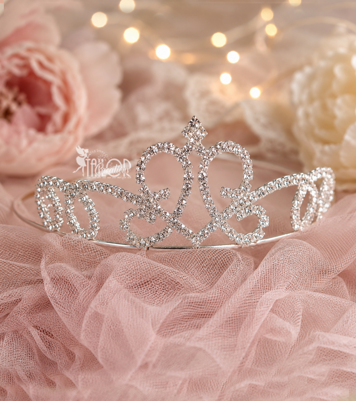 Flower Girl Rhinestone Silver Crystal Tiara - Birthday Rhinestone Tiara Crown for Kids