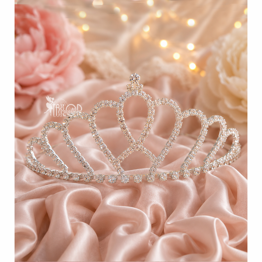 Flower Girl Silver Crystal Rhinestone Tiara Crown - Birthday Princess Tiara for Girls