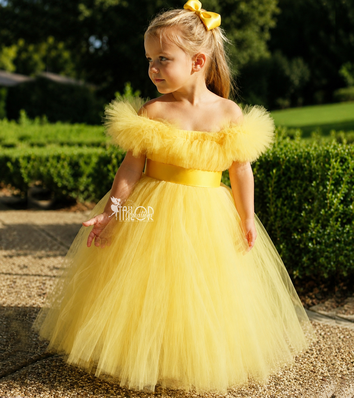 Flower Girl Yellow Tutu Dress - Off Shoulder Baby Toddler Flower girl Dress