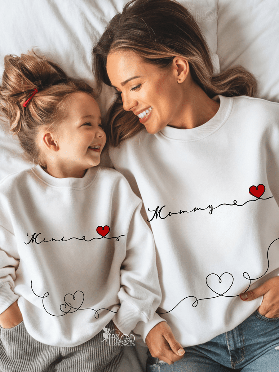 Forever Connected Mommy and Me Valentines Day Matching Sweatshirts - Mommy Me Matching Outfits