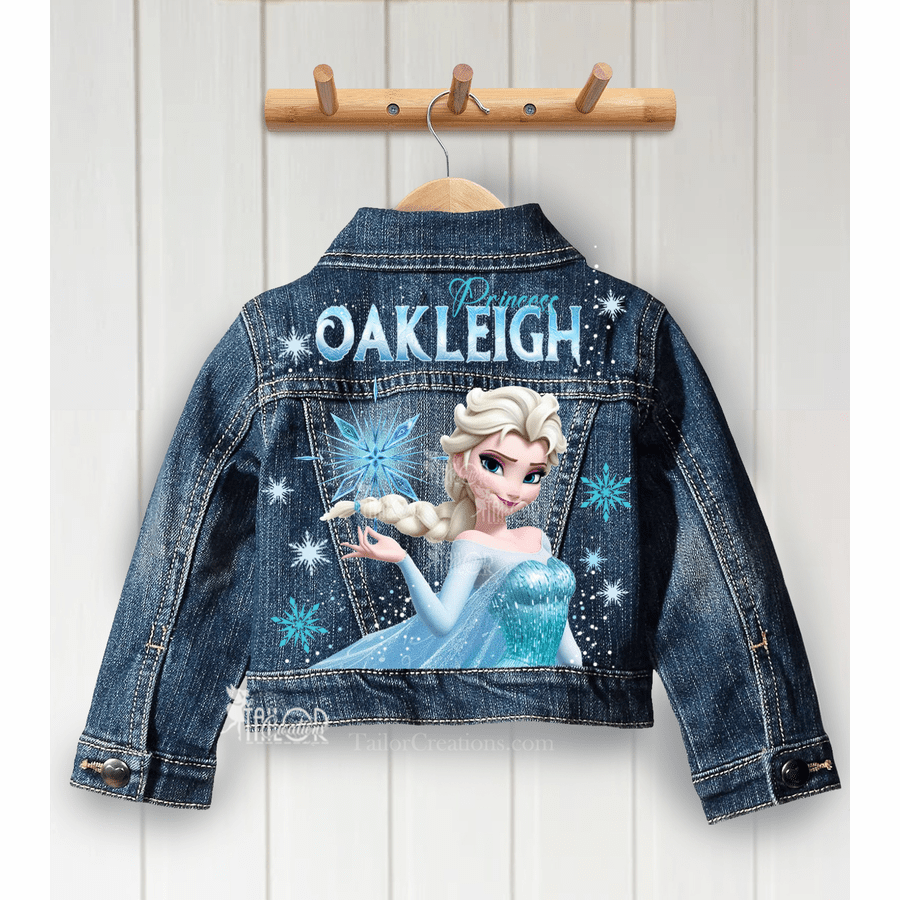Frozen Elsa Ice Queen Denin Jacket - Disney Frozen Custom Name Jean Jacket Kids