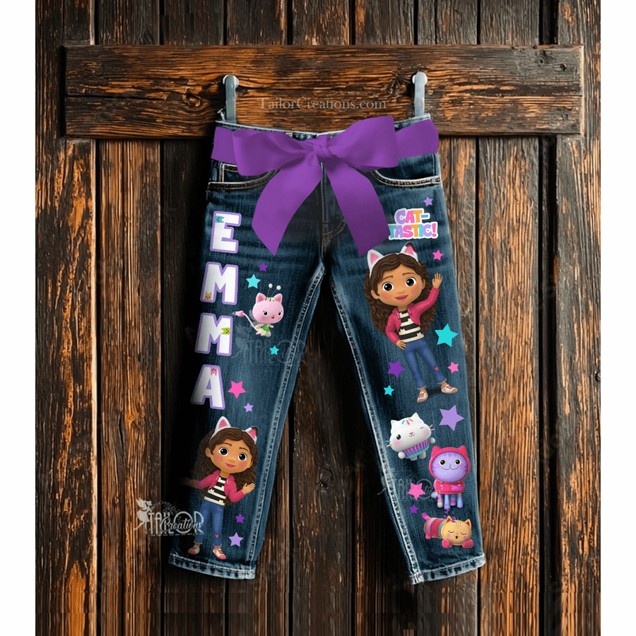 Gabby Dollhouse Custom Denim Jeans - Gabbys Dollhouse Pants - Custom Pants Girls