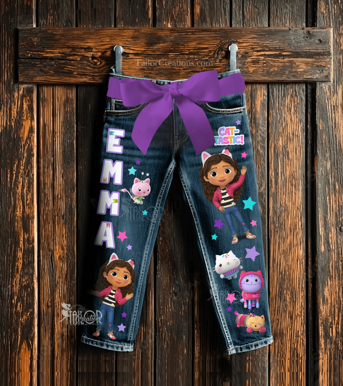 Gabby Dollhouse Custom Denim Jeans - Gabbys Dollhouse Pants - Custom Pants Girls