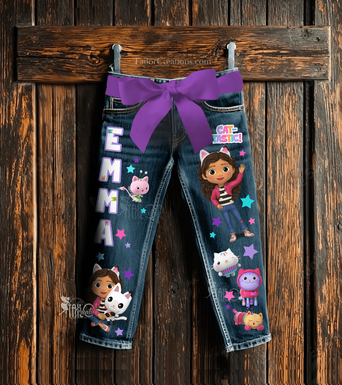 Gabby Dollhouse Custom Denim Jeans - Gabbys Dollhouse Pants - Custom Pants Girls