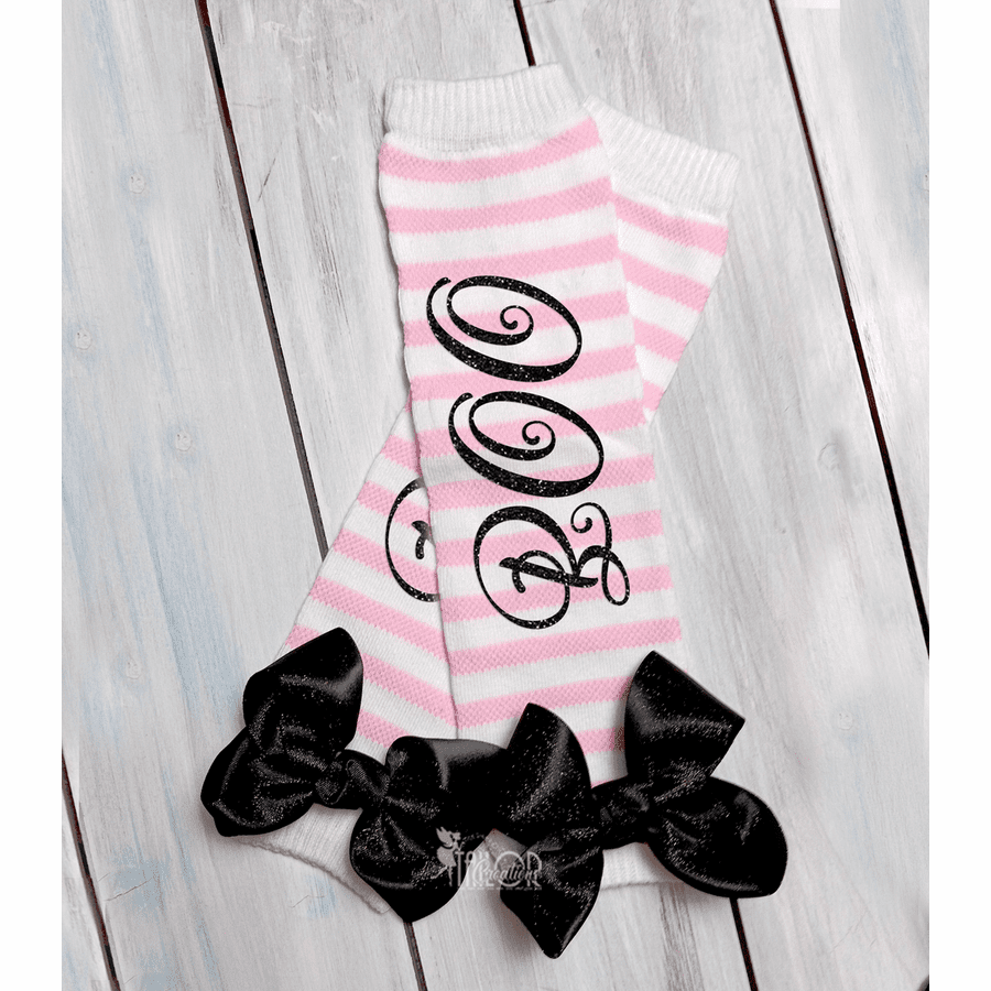 Ghost BOO Halloween Bow Leg Warmers for Baby Toddler Girls - 