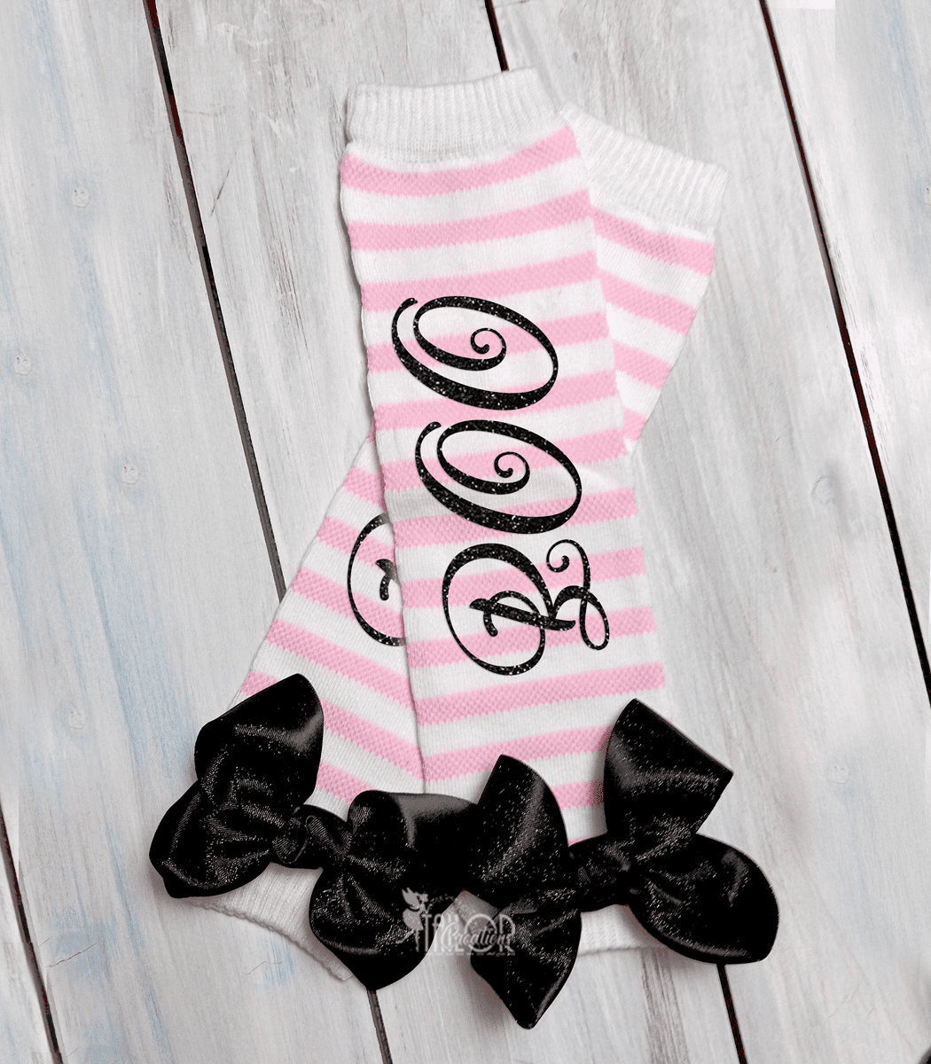 Ghost BOO Halloween Bow Leg Warmers for Baby Toddler Girls - 