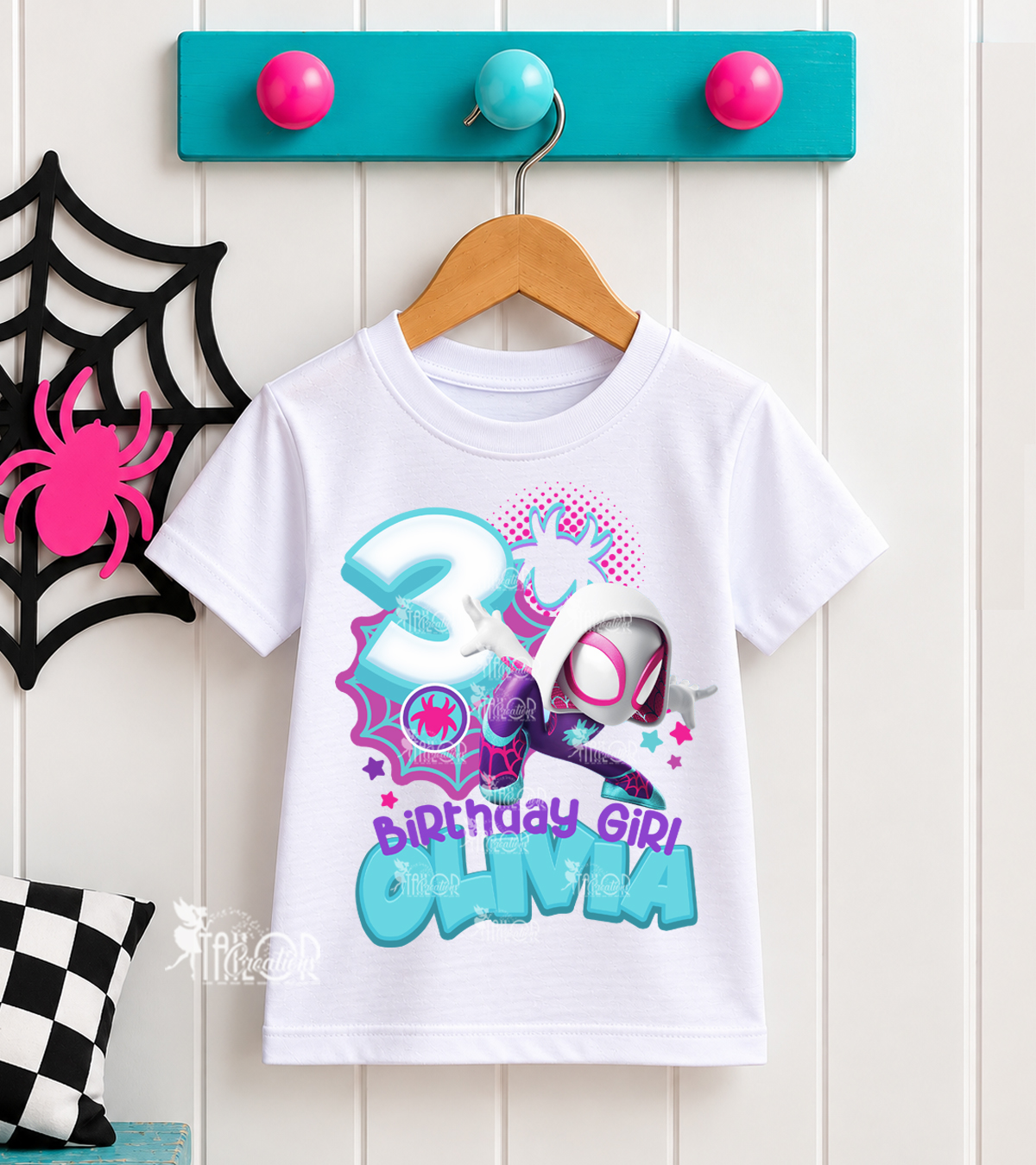 Ghost Spider Personaized Birthday Tees Shirt - Disney Marvel Spidey Girl Birthday Outfit Ideas