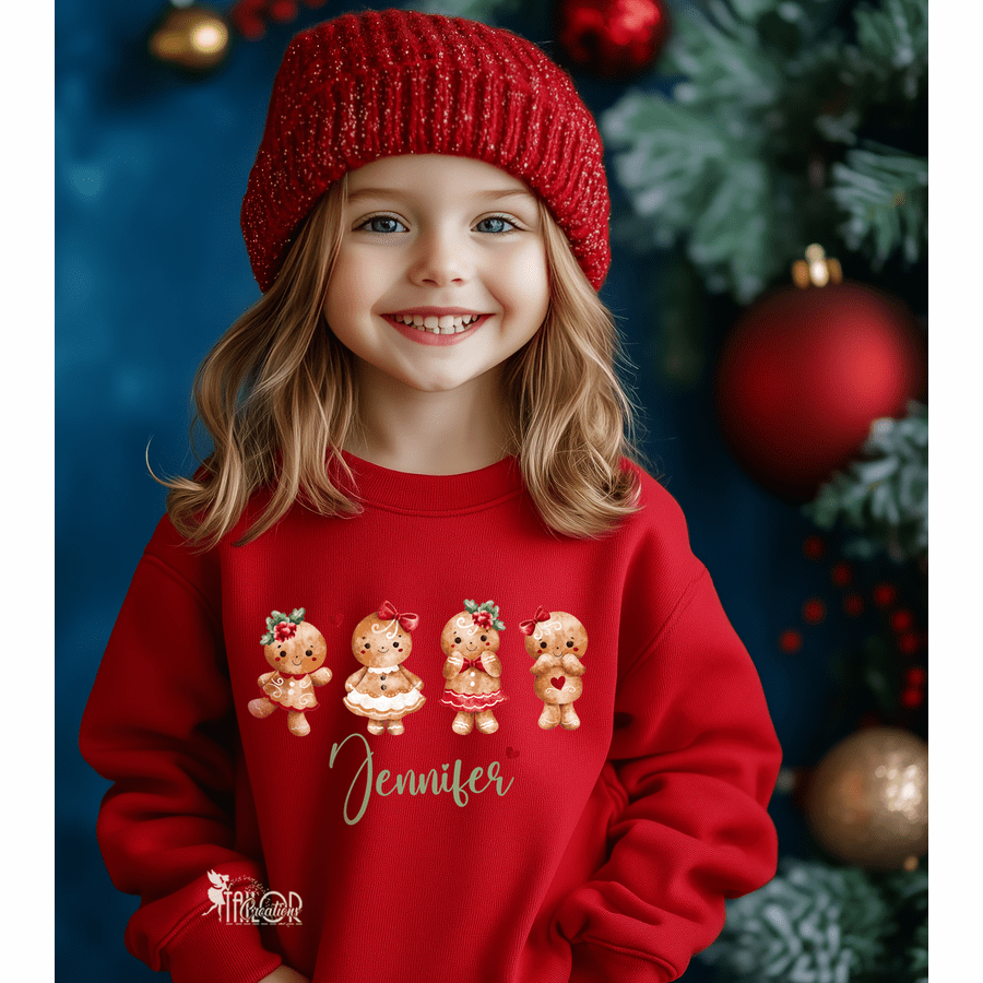 Gingerbread Christmas Name Tee Sweater Toddler Girls - Gingerbread Custom Sweatshirt Kids