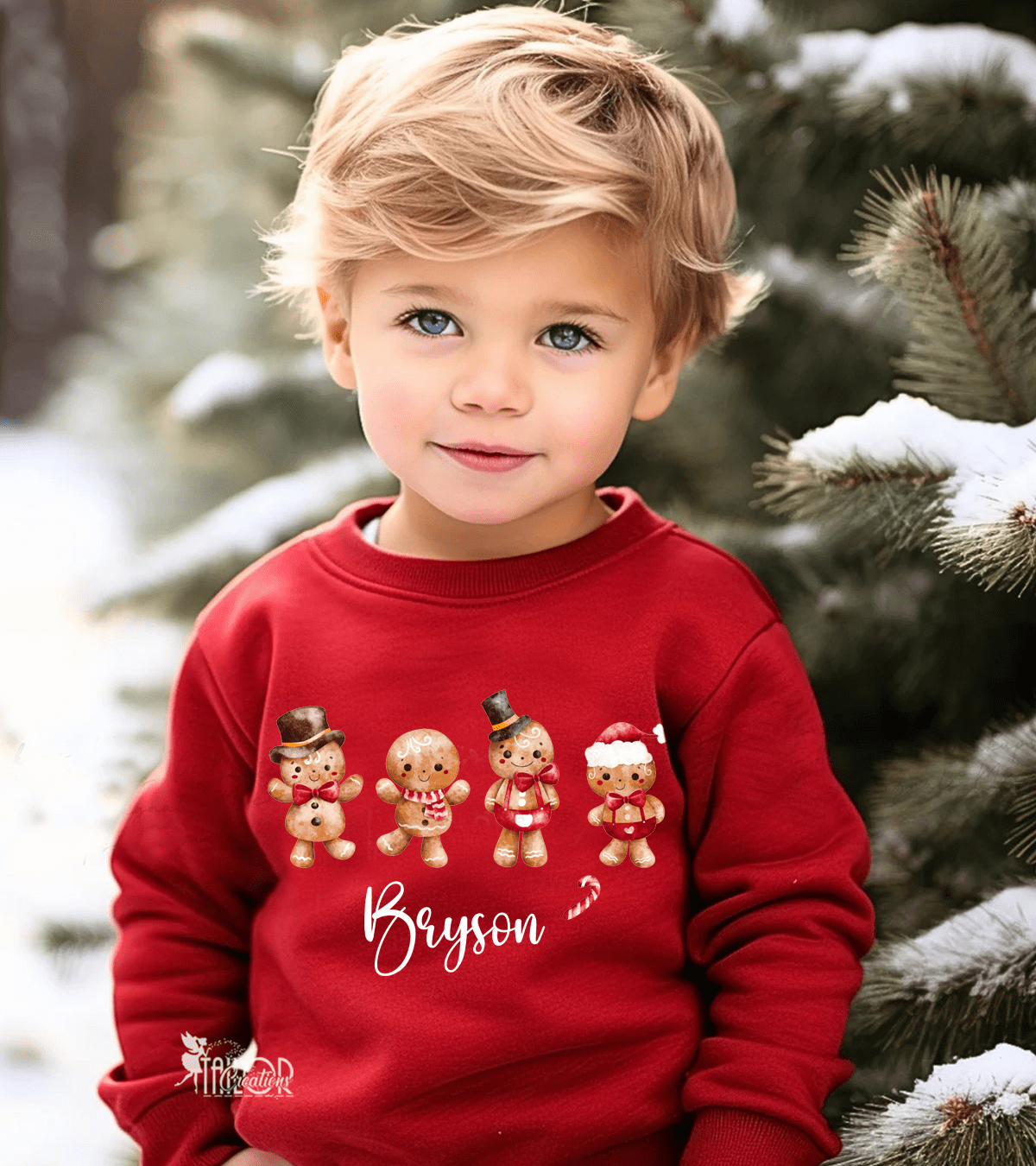 Gingerbread Christmas Name Tee Sweater Toddler Boys- Gingerbread Custom Sweatshirt Kids