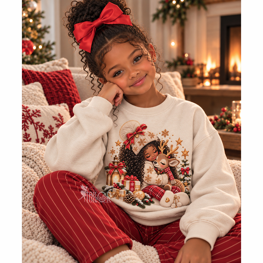 Girls Christmas Reindeer Sweatshirt - Christmas Sweatshirt for Toddler Girls