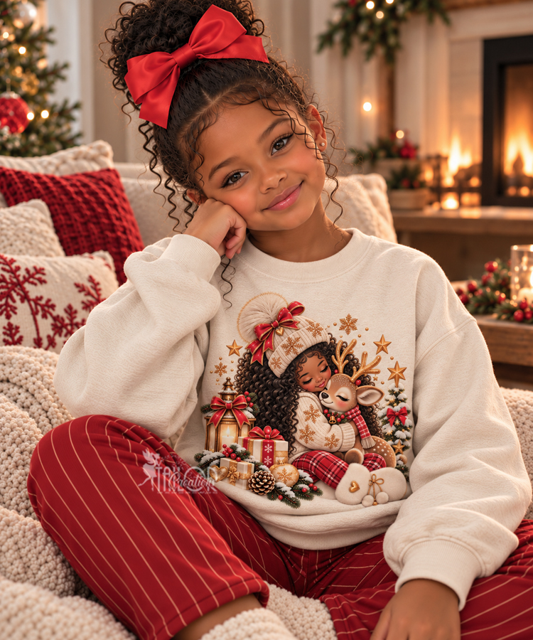 Girls Christmas Reindeer Sweatshirt - Christmas Sweatshirt for Toddler Girls
