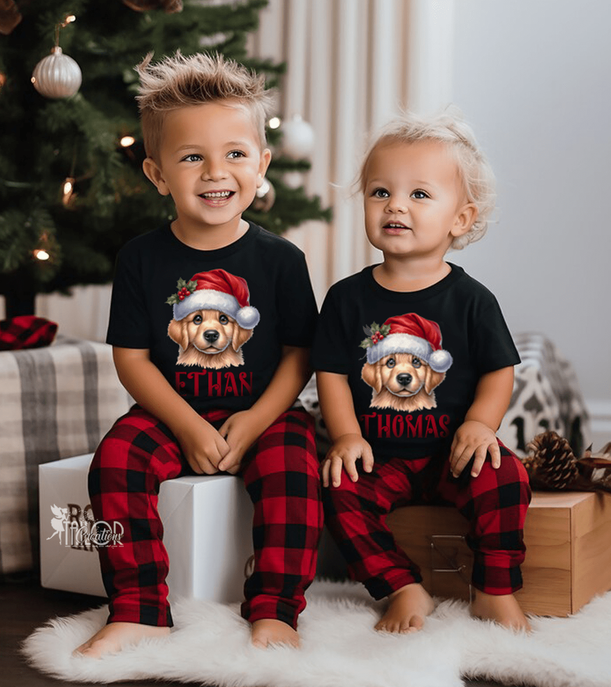 Golden Retriever Puppy Dog Custom Name Tee Shirt for Kids - Christmas Dog Sweatshirt for Toddler