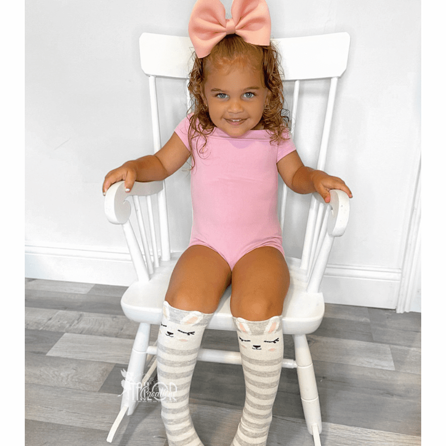 Gray and Pink Easter Bunny Knee High Socks � 3 Pair Toddler & Baby Girls Boutique Socks, Kids Animal Accessories