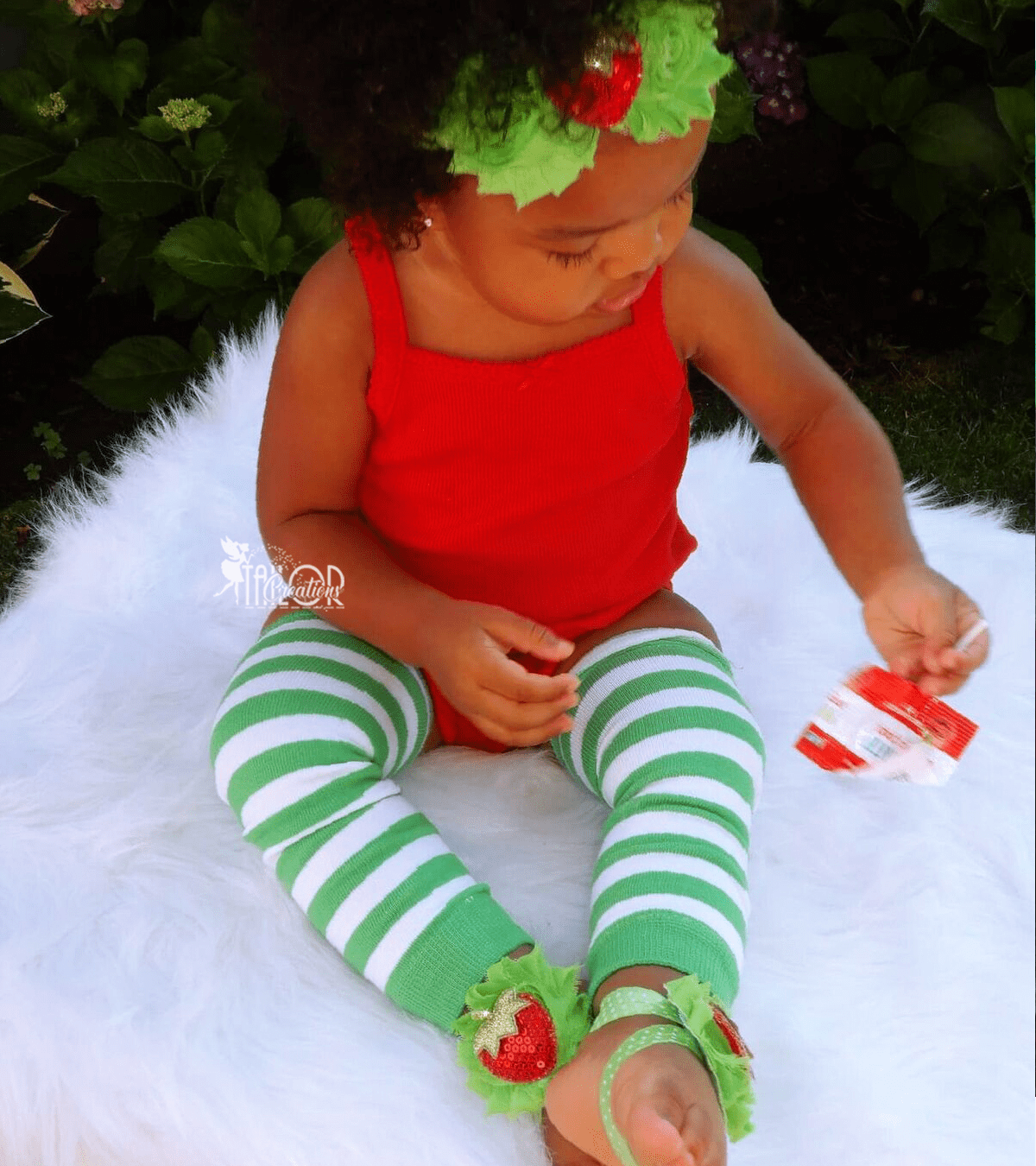 Green and White Stripe Leg Warmers Toddler Baby Girls - Strawberry Shortcake Leg Warmers