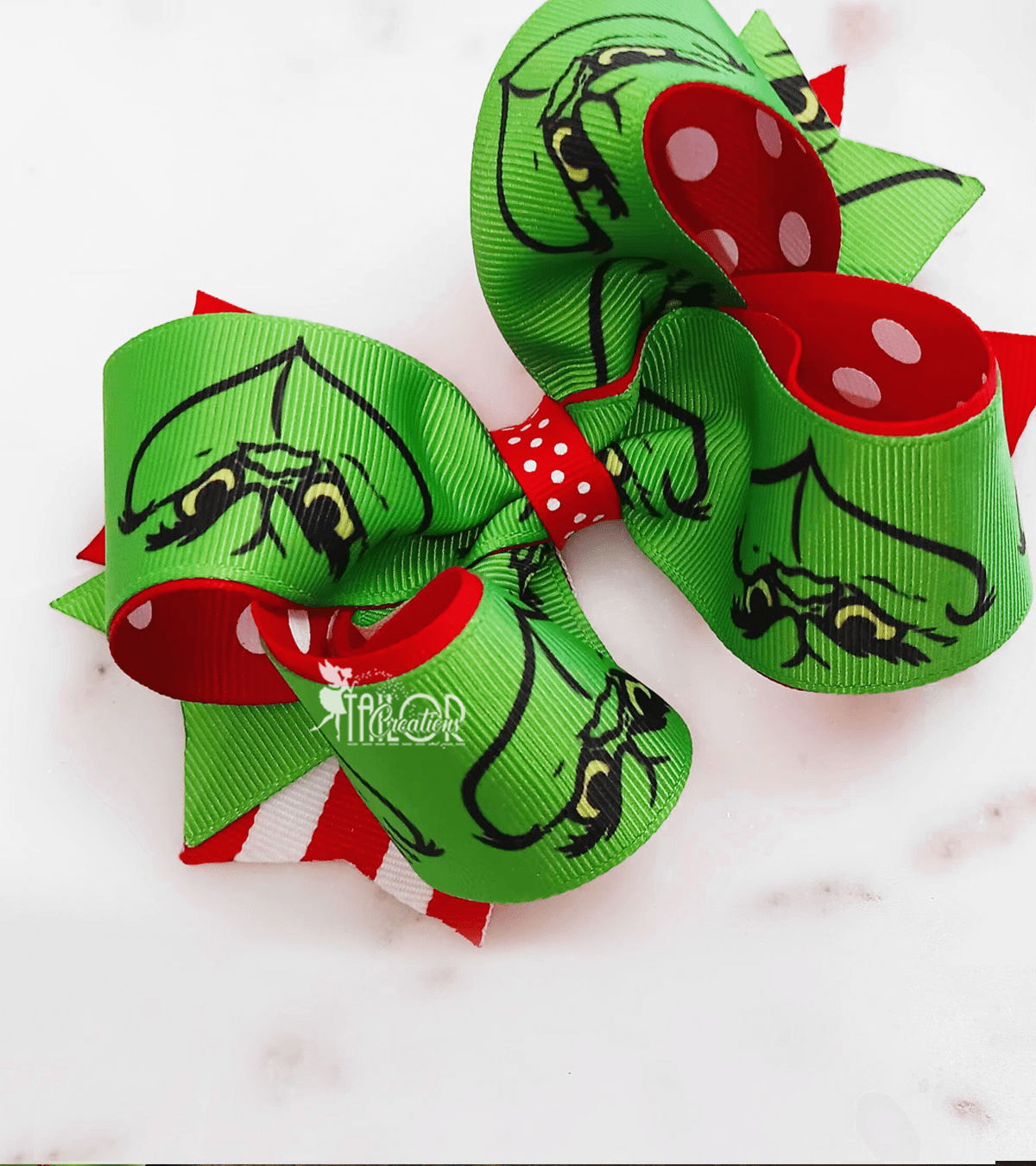 Grinch Boutique Hair Bow for Toddler Girls  Grinch Stacked Bow Clip for Toddlers