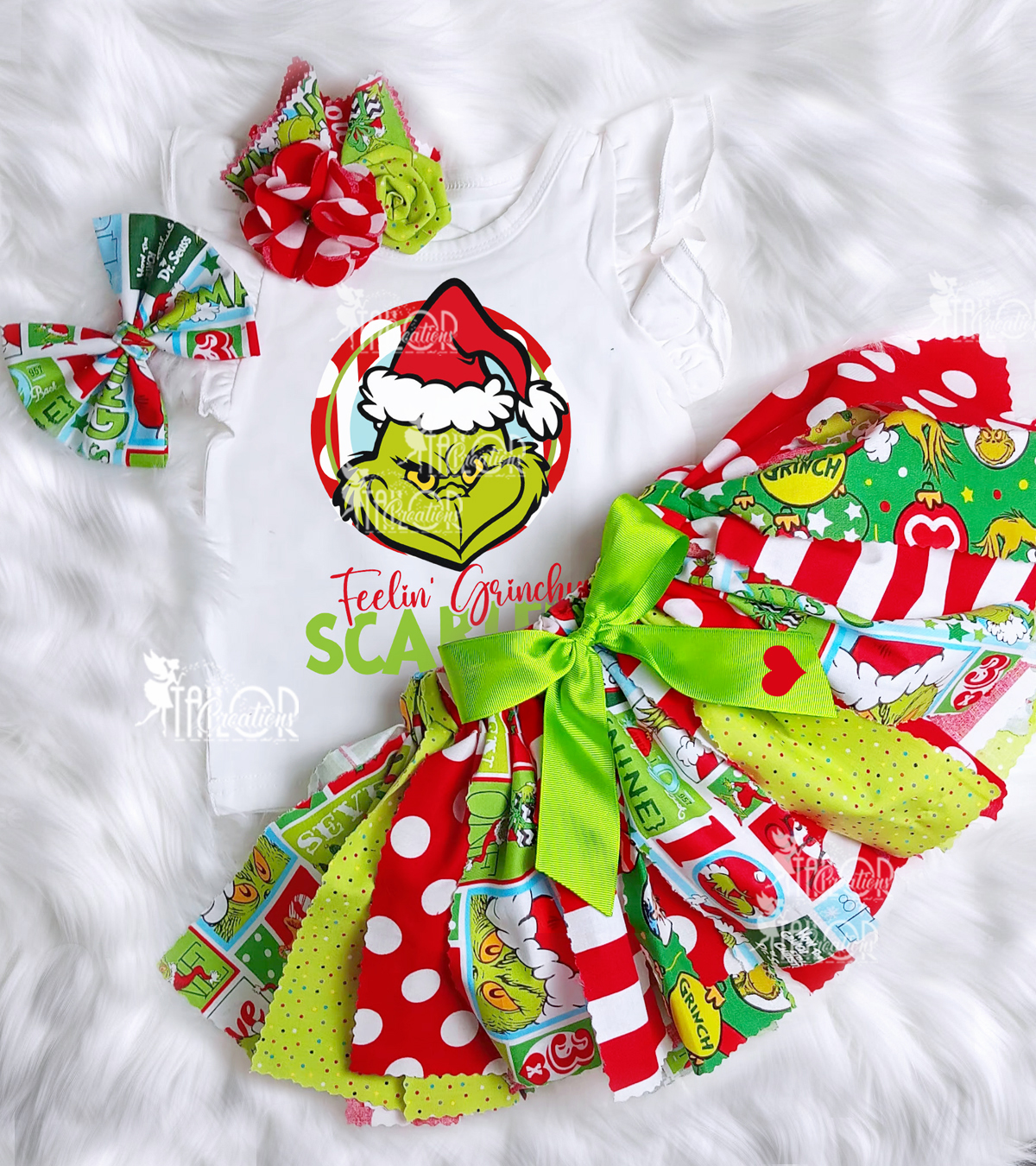 Grinch Christmas Outfit Tutu Dress for Girls - Custom Grinch Birthday Outfit