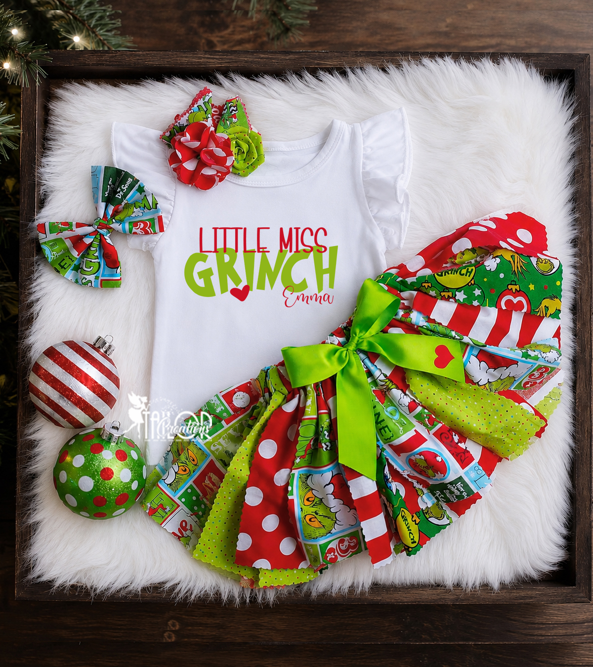 Grinch Christmas Outfit Tutu Dress for Girls - Custom Grinch Birthday Outfit