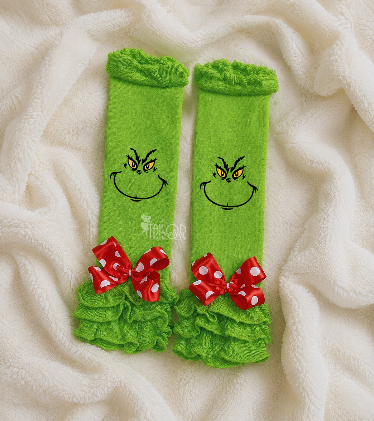 Grinch Leg Warmers - Grinch Bow Leg Warmers Set - Grinch Baby Toddler Leg Warmers