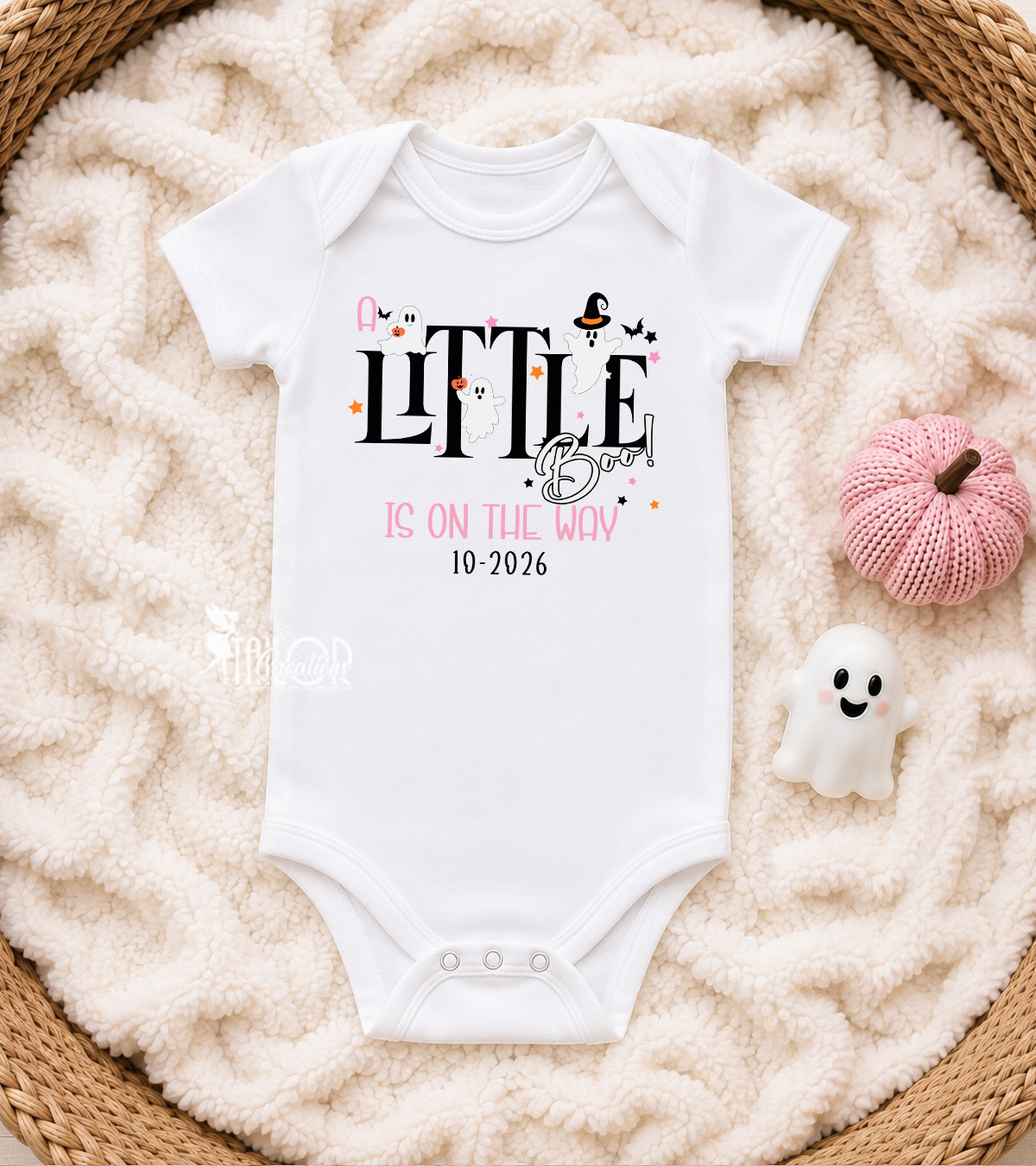Halloween Baby Announcement Bodysuit - Ghost Boo Pregnancy Announcement Outfit Gift Set