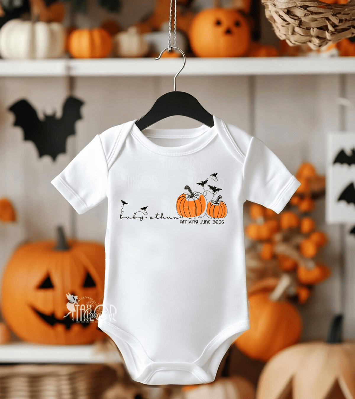 Halloween Baby Announcement Bodysuit - Little Pumkin Pregnancy Announcement Outfit Gift Set
